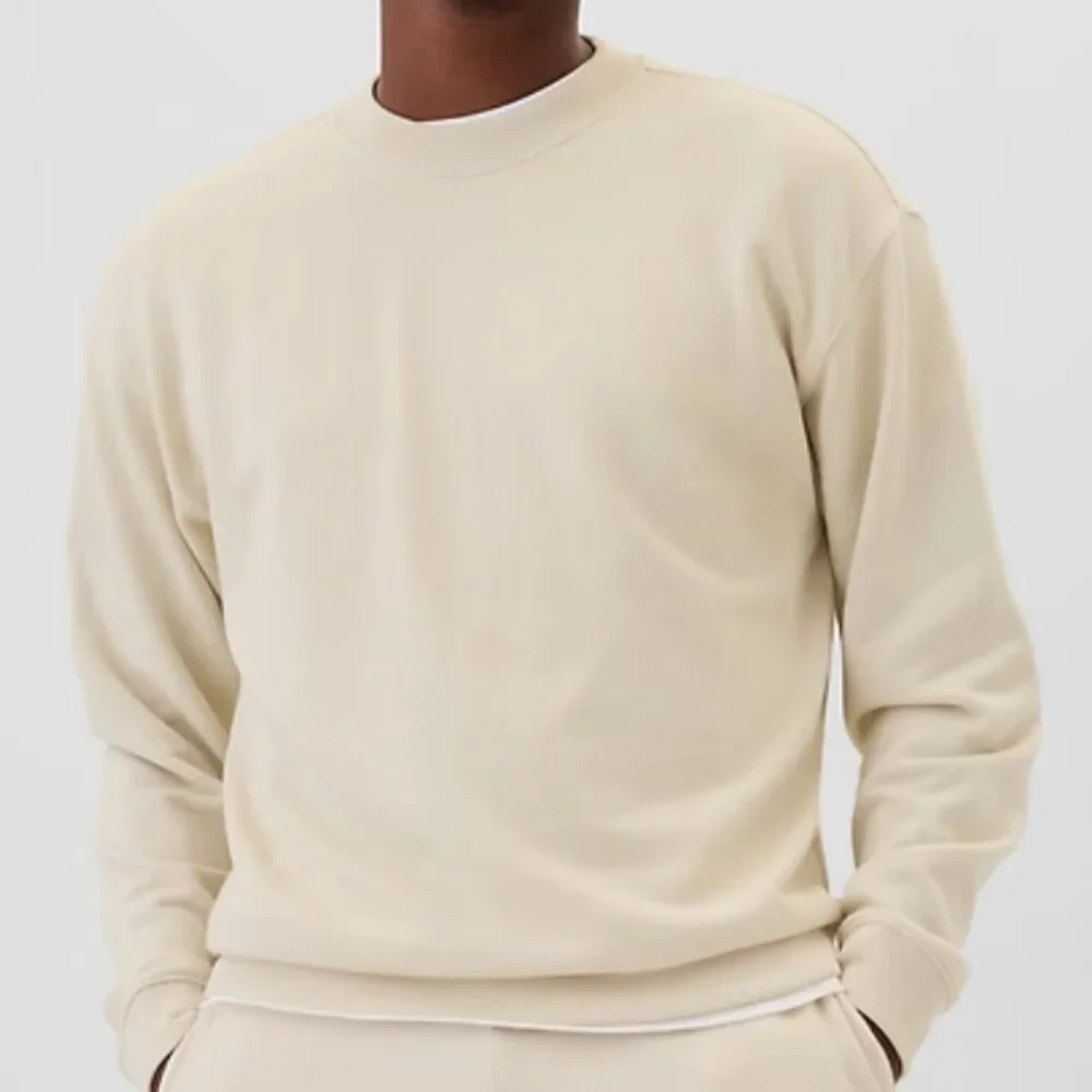 Gap Factory Mens Relaxed Textured Crewneck Sweatshirt, Tan Chino, Large, EUC